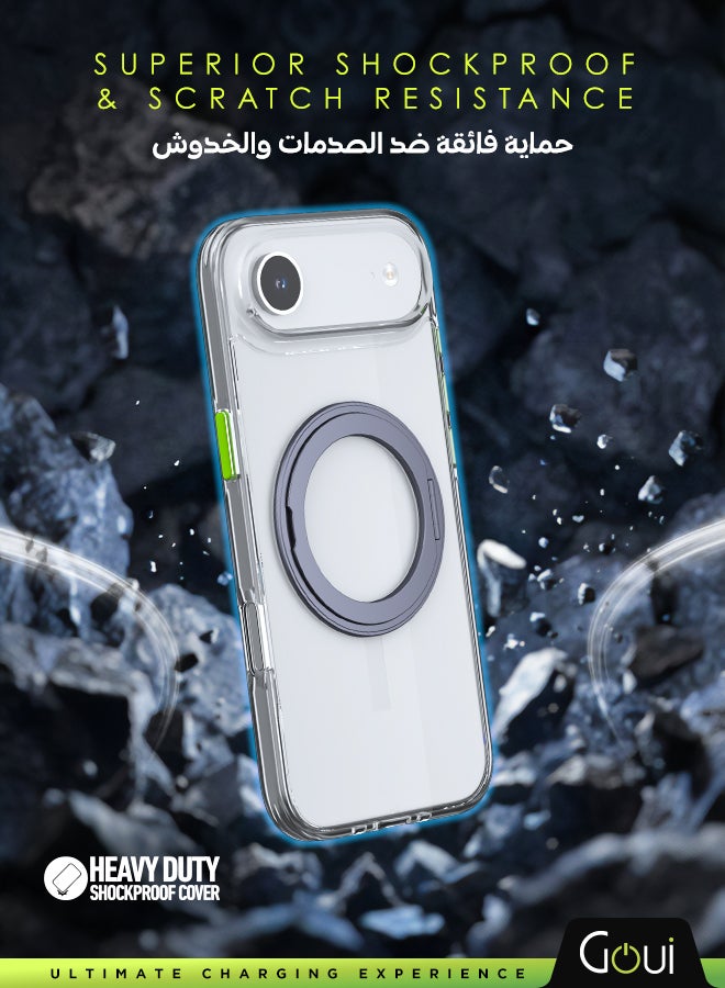 Goui iPhone 17 AIR Case - Premium Clear iPhone Case, with Full Protection, Scratch & Shock Resistant, Built-in Ring Holder, and Anti-Smudge Design Transparent/Silver - Image 4