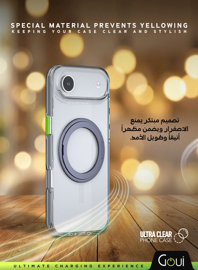 Goui iPhone 17 AIR Case - Premium Clear iPhone Case, with Full Protection, Scratch & Shock Resistant, Built-in Ring Holder, and Anti-Smudge Design Transparent/Silver - Image 2