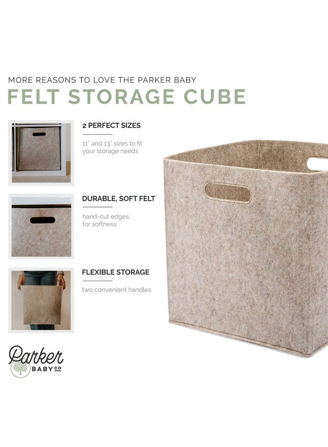Parker Baby Co. Parker Baby Felt Foldable Storage Cube - 13 Inch Nursery Cubby Bin for Cube Organizer, Closet Organizers and Storage Toy Bin, Rope Baskets Bins for Toy’s Storage - Oatmeal  - Image 3