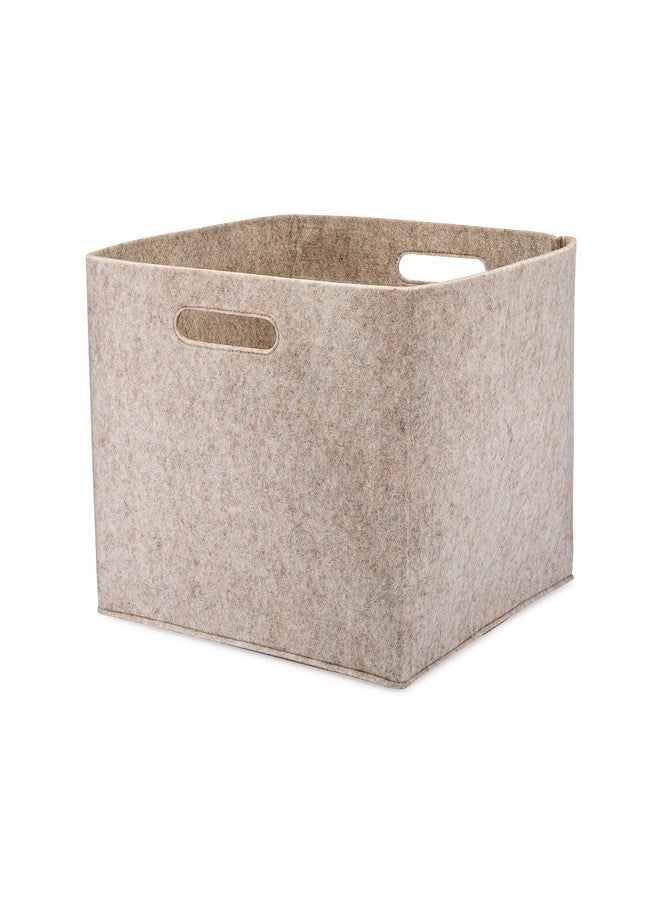 Parker Baby Co. Parker Baby Felt Foldable Storage Cube - 13 Inch Nursery Cubby Bin for Cube Organizer, Closet Organizers and Storage Toy Bin, Rope Baskets Bins for Toy’s Storage - Oatmeal  - Image 1