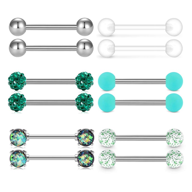 QWALIT Nipple Rings 14G Nipplerings Nipple Bars Surgical Steel Tongue Nipple Piercing Bar for Women - Image 1