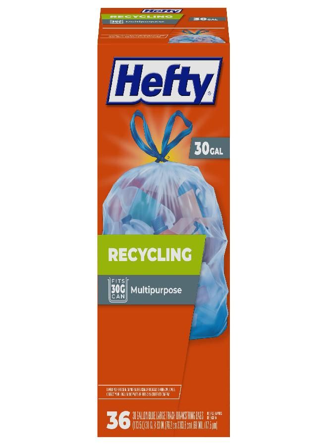 Hefty Recycling Trash Bags, Blue, 30 Gallon, 36 Count - Image 4