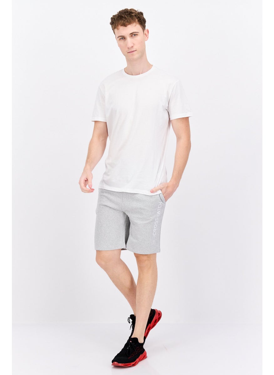 CROSSHATCH Men Drawstring Brand Logo Basic Shorts, Grey Marl  - Image 2