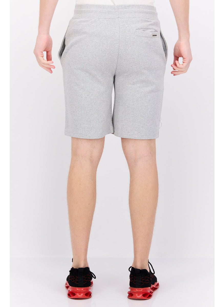 CROSSHATCH Men Drawstring Brand Logo Basic Shorts, Grey Marl  - Image 3