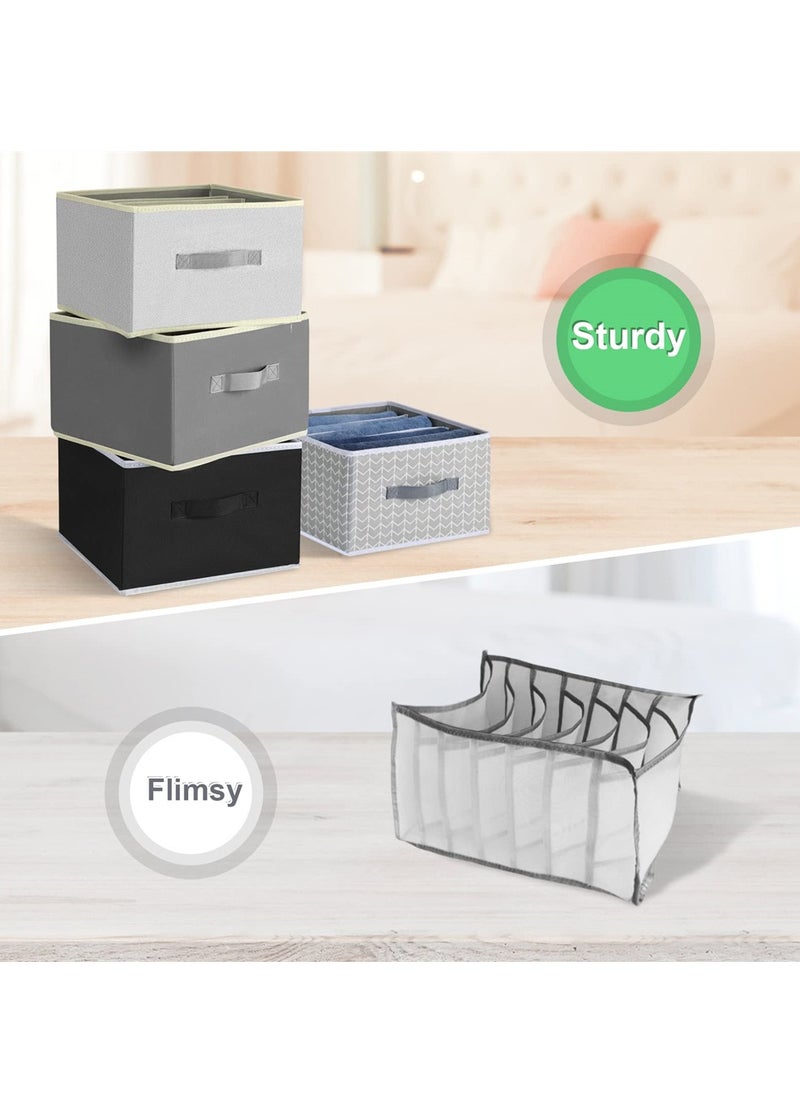 SYOSI - Wardrobe Clothes Organizer, 2 Pack Foldable Jeans Drawer Closet Organizer with Handles, Closet Organizers and Storage for Clothes, Jeans, Sweater, Grey - Image 1