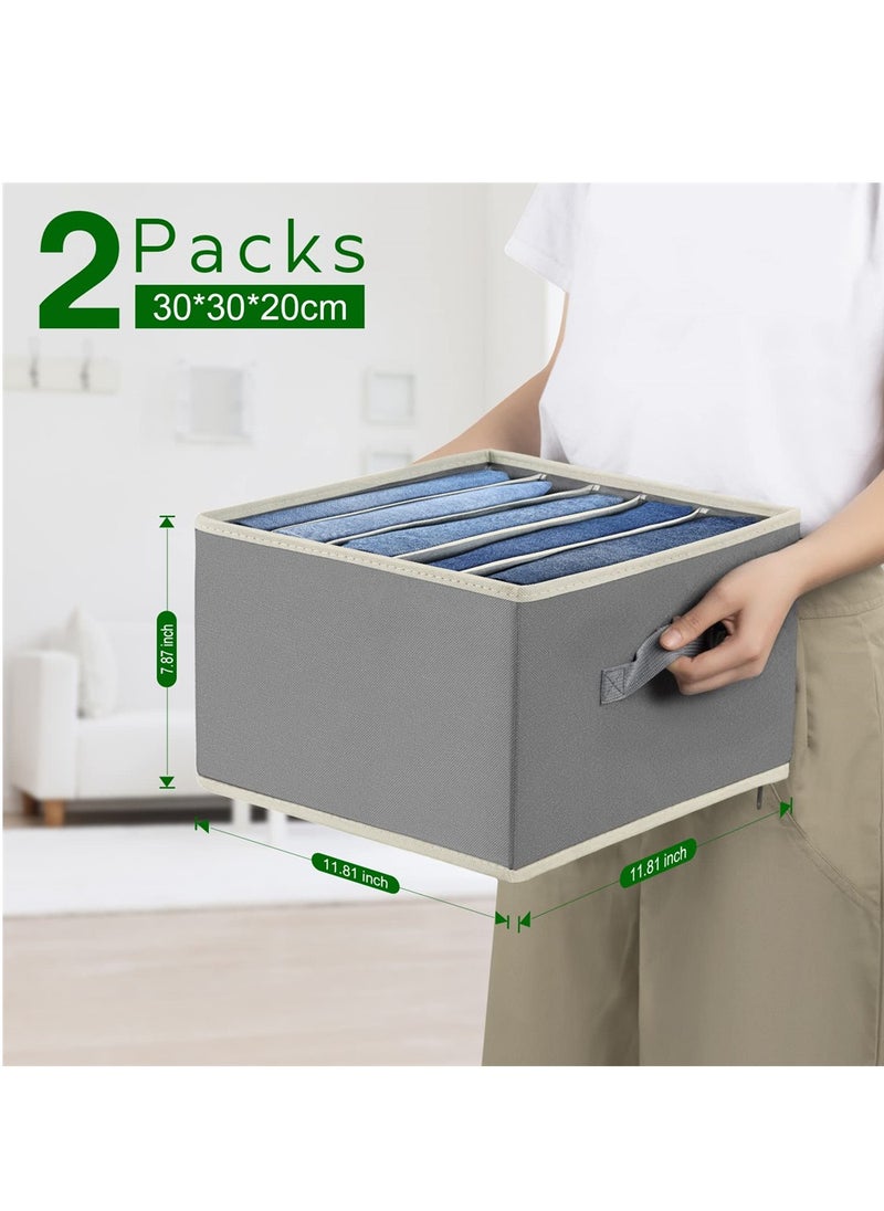 SYOSI - Wardrobe Clothes Organizer, 2 Pack Foldable Jeans Drawer Closet Organizer with Handles, Closet Organizers and Storage for Clothes, Jeans, Sweater, Grey - Image 1