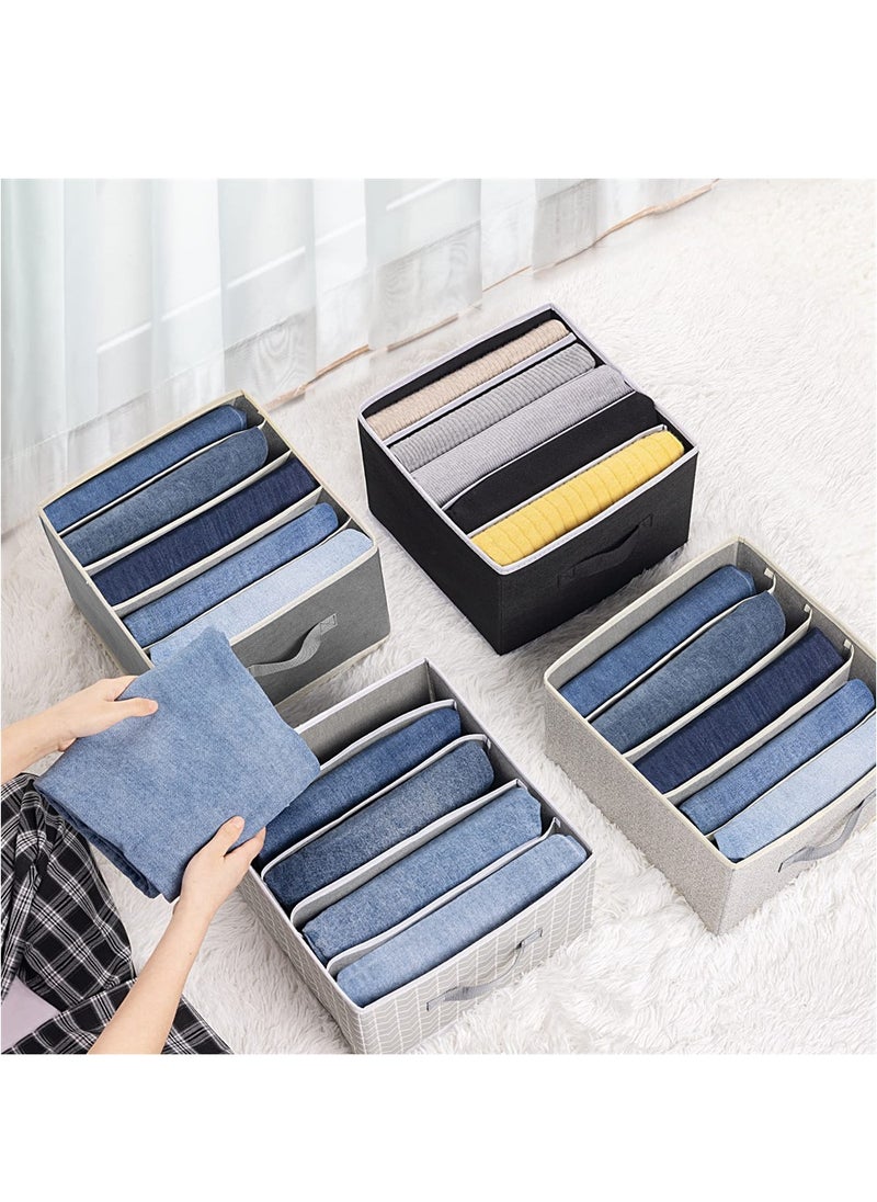 SYOSI - Wardrobe Clothes Organizer, 2 Pack Foldable Jeans Drawer Closet Organizer with Handles, Closet Organizers and Storage for Clothes, Jeans, Sweater, Grey - Image 1
