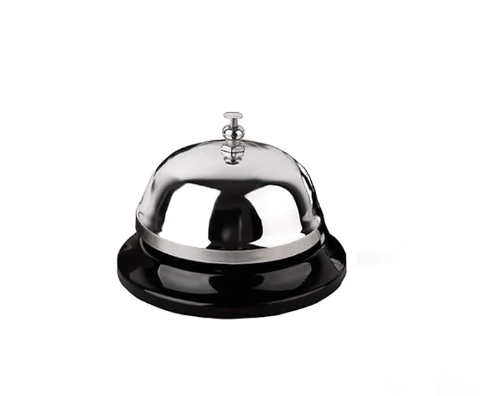EVALUEMART Call Bell 3.35 Inch Desk Service Bell | Silver Metal Anti-Rust Construction for Hotels Schools Restaurants Reception Hospitals Warehouses Offices Durable Ringing Counter Bell - Image 1