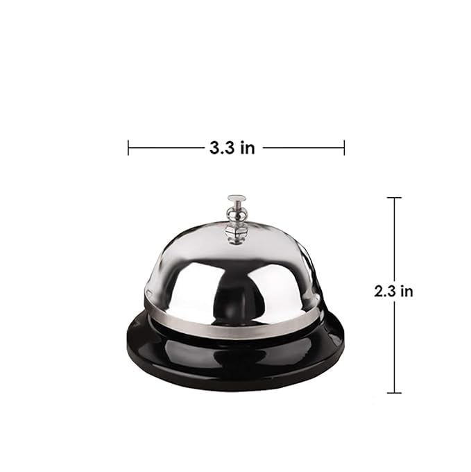 EVALUEMART Call Bell 3.35 Inch Desk Service Bell | Silver Metal Anti-Rust Construction for Hotels Schools Restaurants Reception Hospitals Warehouses Offices Durable Ringing Counter Bell - Image 3