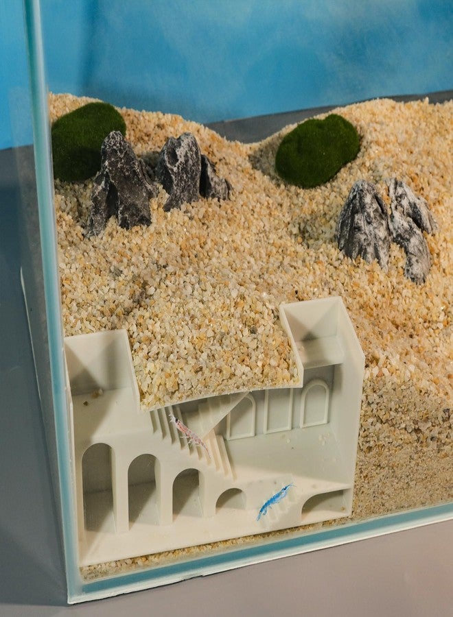 LingoFoto Aquarium Undergravel Fish Tunnel Hide Cave Corner Castle Tank Decorations Under Gravel Viewing Tunnel Fish & Shrimp Cave for Aquarium Hideout(White,Style A) - Image 1