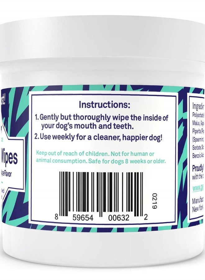 Petpost Dental Wipes for Dogs - Bad Breath and Tooth Buildup Gone - 100 Presoaked Pads in Natural Tooth Cleaning Solution