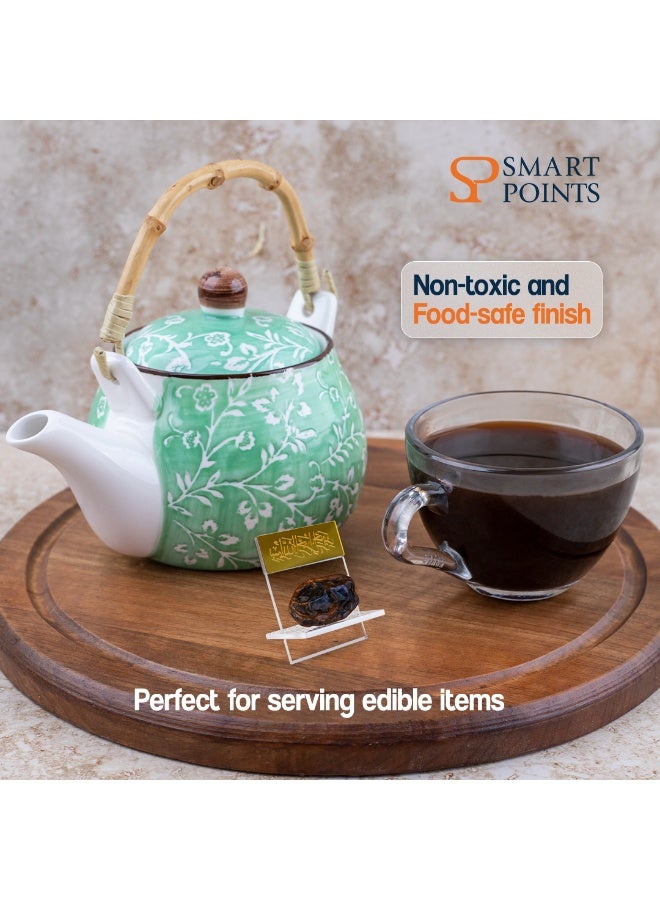 "سمارت بوينتس  " حامل تمر بكتابة بسم الله – طقم 6 قطع  | ديكور مائدة أنيق بالأكريليك الشفاف والذهبي لشهر رمضان والأعياد | آمن للطعام وقابل لإعادة الاستخدام بحجم 9×5 سم | مثالي للإفطار والسحور وتقديم الضيافة - Image 3