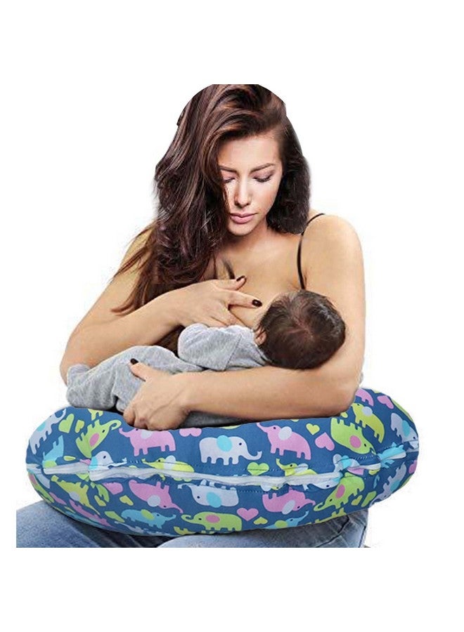 Kradyl Kroft 5In1 Baby Feeding Pillow With 100% Cotton Detachable Cover | Belt And Hoop Breastfeeding Nursing Pillow, Dancing Elephants,Multicolour - Image 2