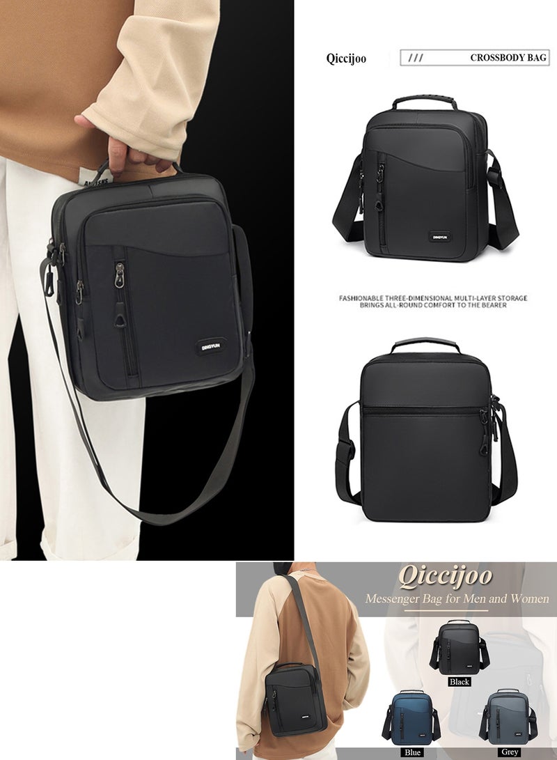 Qiccijoo Qiccijoo Small Crossbody Bag Messenger Bag for Men and Women Mini Shoulder Bag Sling Bag Travel Bag for Business Office School Satchel Bags Small Carry Bags Purse(Blue)  - Image 2