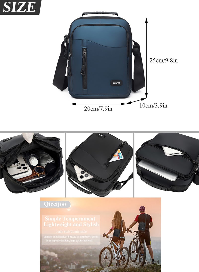 Qiccijoo Qiccijoo Small Crossbody Bag Messenger Bag for Men and Women Mini Shoulder Bag Sling Bag Travel Bag for Business Office School Satchel Bags Small Carry Bags Purse(Blue)  - Image 3
