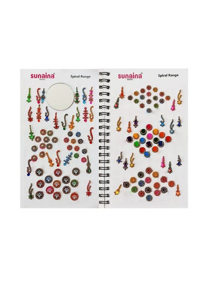 Sunaina (Original) Spiral Multicolor Mix Size Mix Designer Assorted Velvet Paper Cutting Golden Diamond Stone Round Long Sparkle Kumkum Bindi Book For Women & Girl - Image 3