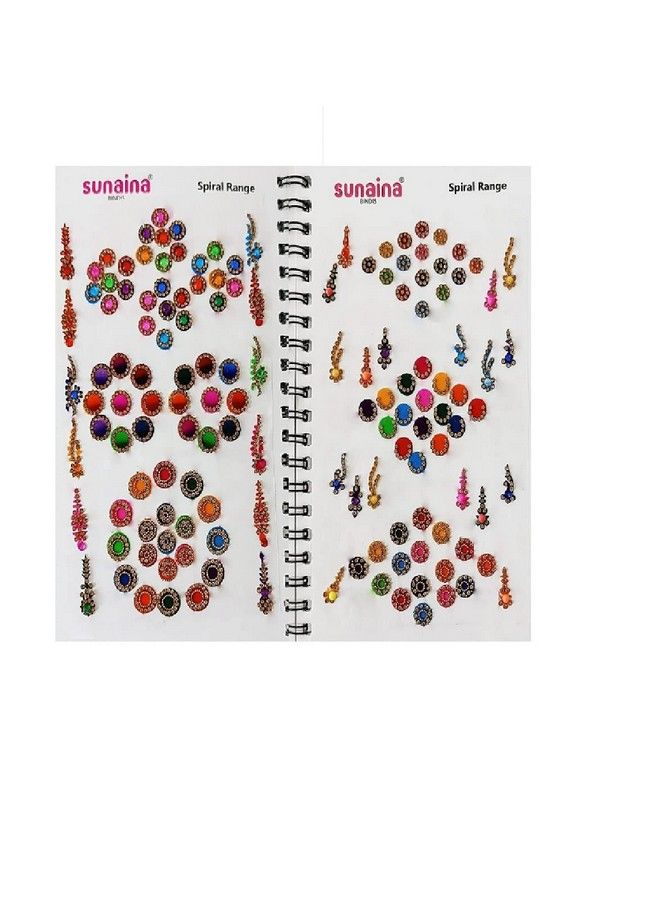 Sunaina (Original) Spiral Multicolor Mix Size Mix Designer Assorted Velvet Paper Cutting Golden Diamond Stone Round Long Sparkle Kumkum Bindi Book For Women & Girl - Image 4
