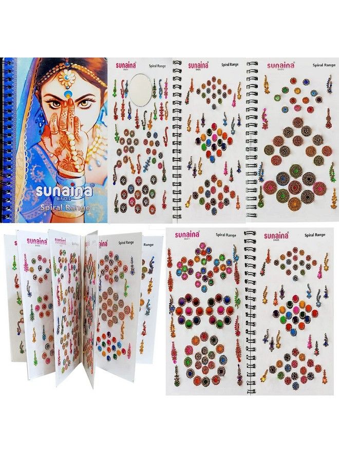 Sunaina (Original) Spiral Multicolor Mix Size Mix Designer Assorted Velvet Paper Cutting Golden Diamond Stone Round Long Sparkle Kumkum Bindi Book For Women & Girl - Image 1