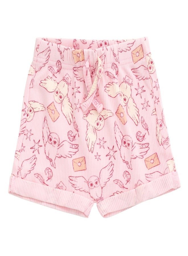 Harry Potter Hedwig Newborn Baby Girls Ribbed Bodysuit, Shorts and Headband 3 Piece Outfit Set Blush Pink Hedwig 6-9 Months - Image 4