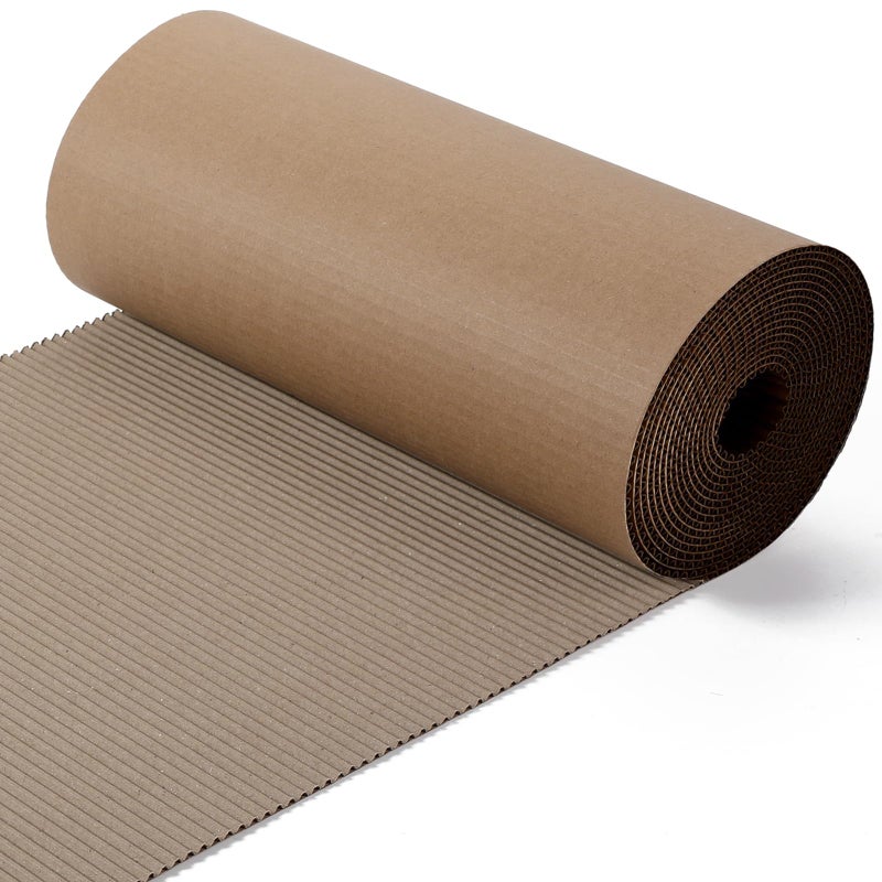 Ysglory Corrugated Cardboard Roll 12 x 197 Inch Singleface Corrugated Paper Roll Heavy Duty Large Corrugated Wrap Paper Sheet for Christmas Gift Packing, Storage, Shipping, DIY - Image 1