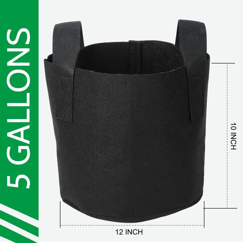 JERIA 24-Pack 5 Gallon Nonwoven Grow Bags, Plant Grow Bagsï¼ŒHeavy Duty Aeration Fabric Pots with Durable Handles, Come with 24 Pcs Plant Labels - Image 2