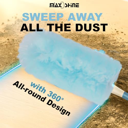 MAXOSHINE Disposable Microfiber Feather Duster for Home Cleaning with 5 Refills-Multipurpose Dusting Brush with Bendable Head Ideal for Cleaning AC Vents Car Blinds Furniture Hard-to-Reach Gaps - Image 2