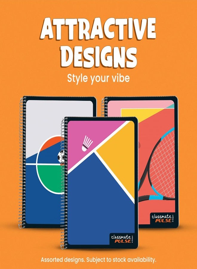 Classmate Pulse 6 Subject Spiral Notebook - Pack of 1 | Single Line | 500 Pages | A4-29.7cm x 21.0cm | Attractive Cover Designs | Soft Cover | Ideal for College Students and Professionals - Image 3