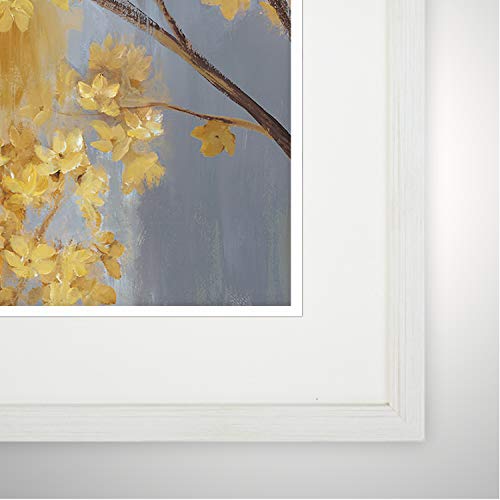 Renditions Gallery HAC17FS-14803-14804 Forsythia Garden 2 Set Yellow Flower Pictures Prints Art Framed Modern Home Wall Decor Painting Ready To Hang, White - Image 2