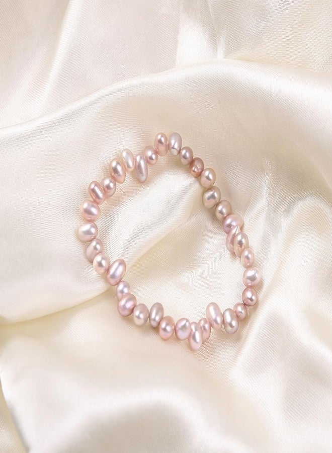 MilkyWay Freshwater Cultured Pearl Bracelet for Women,Handmade Natural Pearl Bracelets White Pearl Wrist Bracelets Bridesmaid Bridal Wedding Jewelry Gifts (Pearl 6-7mm Length:18 cm) - Image 2