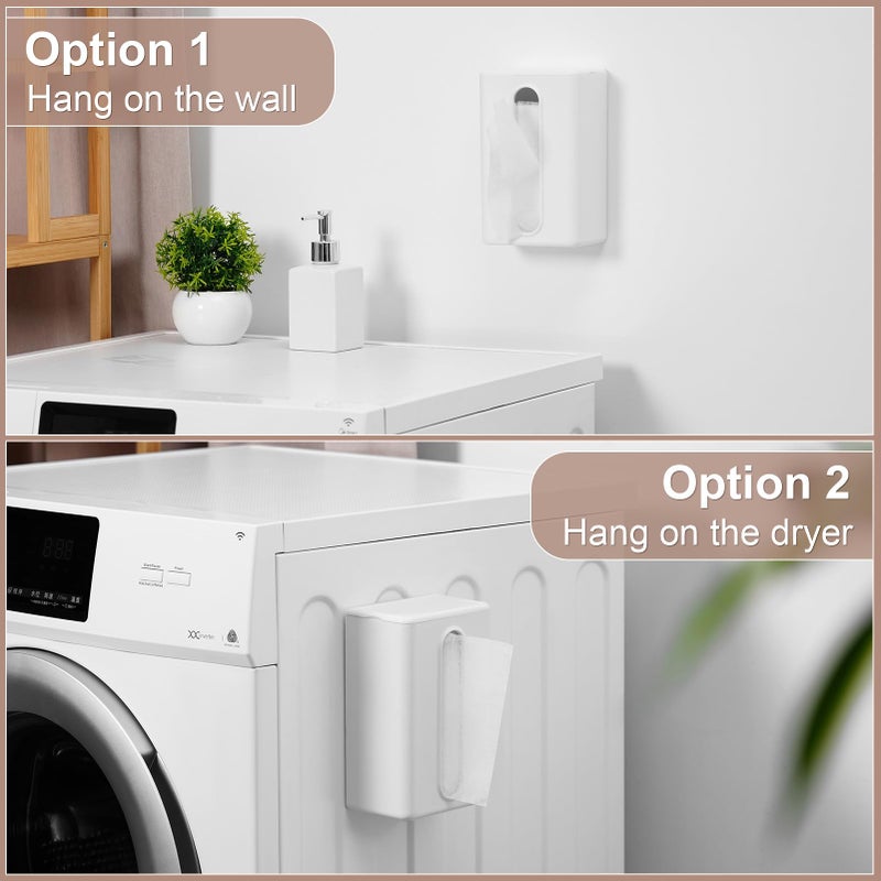 SUBEKYU Magnetic Dryer Sheet Holder for Laundry Room, Dryer Sheet Container ,Dryer Sheet Dispenser,Wall Dryer Sheet Box for Laundry Organization and Storage,Plastic Fabric Sheet Holder with Lid,Cream White - Image 4