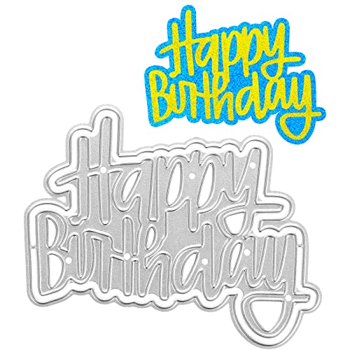 MIKIMIQI Birthday Metal Cutting Dies Stencil, MIKIMIQI DIY Craft Metal Scrapbooking Dies Cuts Handmade Happy Birthday Embossing Stencils Template for Card Scrapbooking Craft Paper Decor - Image 1