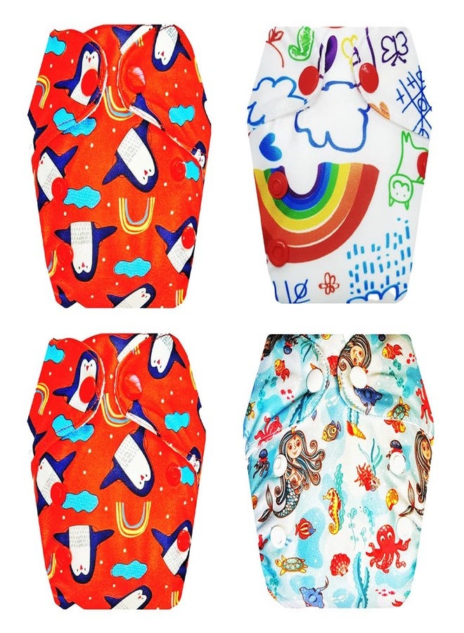 Dumbledo Premium Newborn Cloth Diaper with Integrated Soaker (Pack of 4) | Hypoallergenic | 6-Layer Absorbent Pad | Quick Dry | Trusted by Moms | 0 - 4 Months | Unisex Baby - Image 1