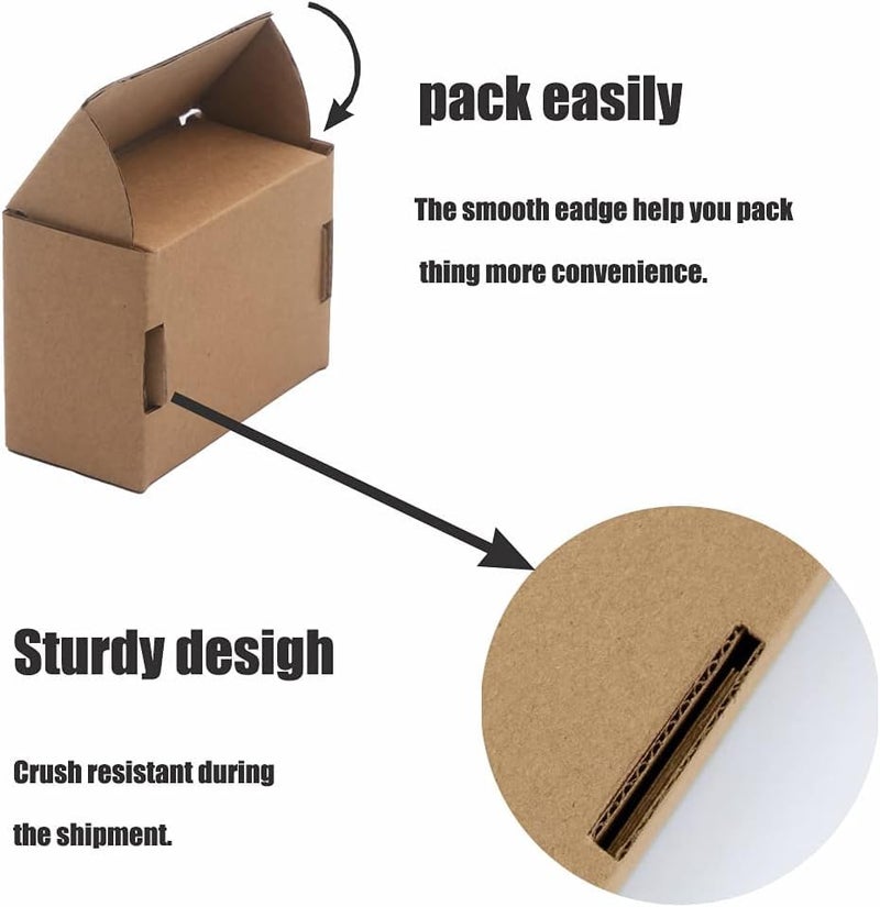 MALANI STORES Corrugated Box Packing box 5.5X3X1.5 inch auto lock mailer corrugated brown boxes - 3 ply Pack of -50 - Image 3