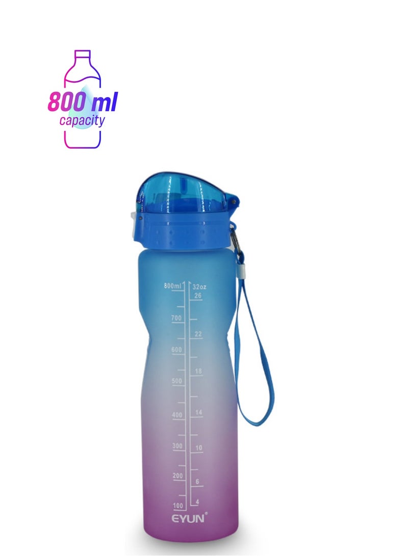 Water Bottle 800 ml with Time Marker Straw Strainer | BPA Free | Fitness Gym Outdoor Sports - Image 1