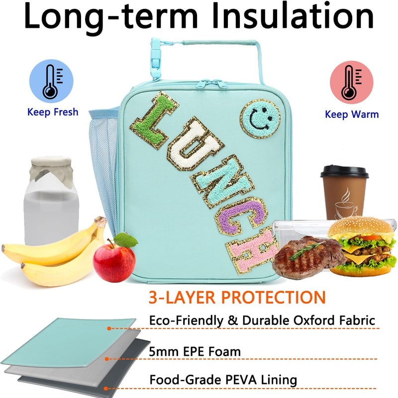GYEUKHAM Insulated Lunch Bag for Women girl Teen large Insulated Lunch Bag,Kids Lunch Bag,Large Reusable Cute Cooler Bag for School Work Picnic,Baby Green - Image 2