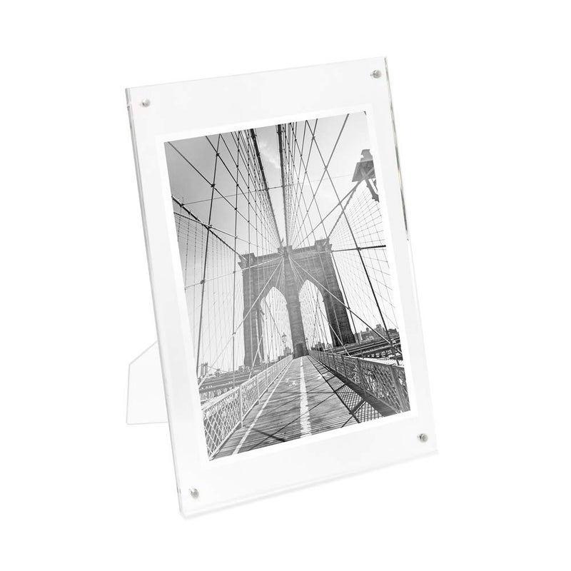 Isaac Jacobs 4â€ x 6â€ Clear Plain Acrylic Picture Frame, Magnetic Photo Frame, Made for Tabletop Display with Two-Way Easel - Image 1