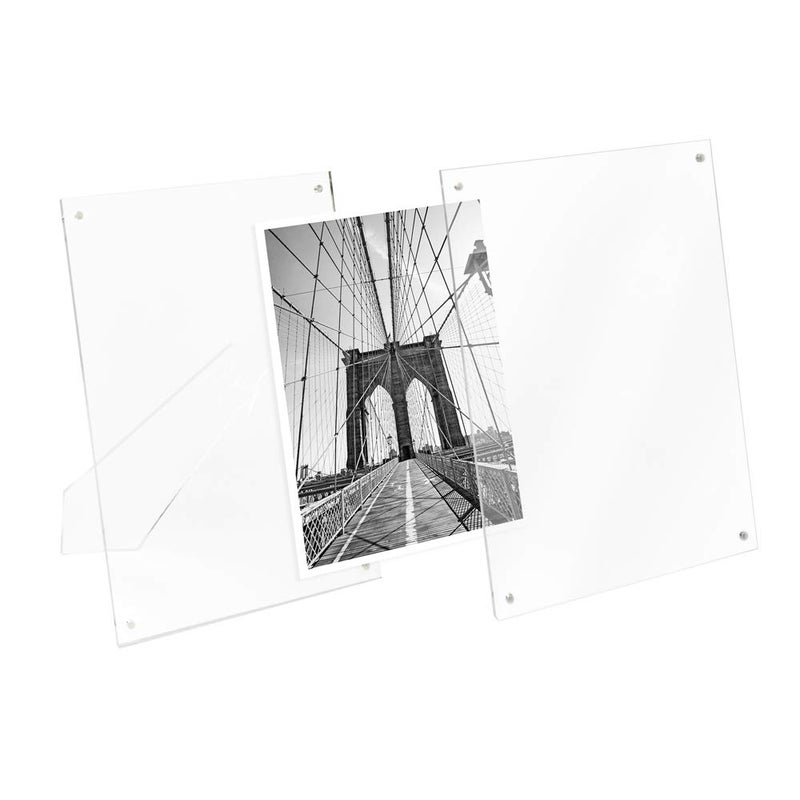 Isaac Jacobs 4â€ x 6â€ Clear Plain Acrylic Picture Frame, Magnetic Photo Frame, Made for Tabletop Display with Two-Way Easel - Image 2