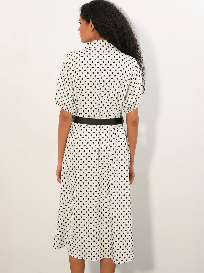 BIG DART BDART Polka Dot Belted Midi Shirt Dress - Image 4