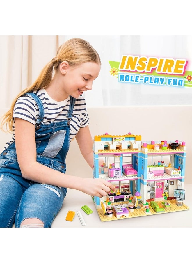 EP EXERCISE N PLAY EP EXERCISE N PLAY Friends House Swimming Pool Water Park Building Kit with Storage Box, Creative Roleplay Building Blocks Toy Birthday Gifts for Kids Girls Aged 6-12 (1736 Pieces)  - Image 2