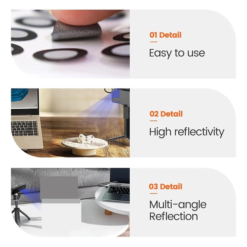 3D Scanner, 12pcs 3D Scan Marker Sticker with Dynamic Reflective,for Precise Optical Tracking - Image 3