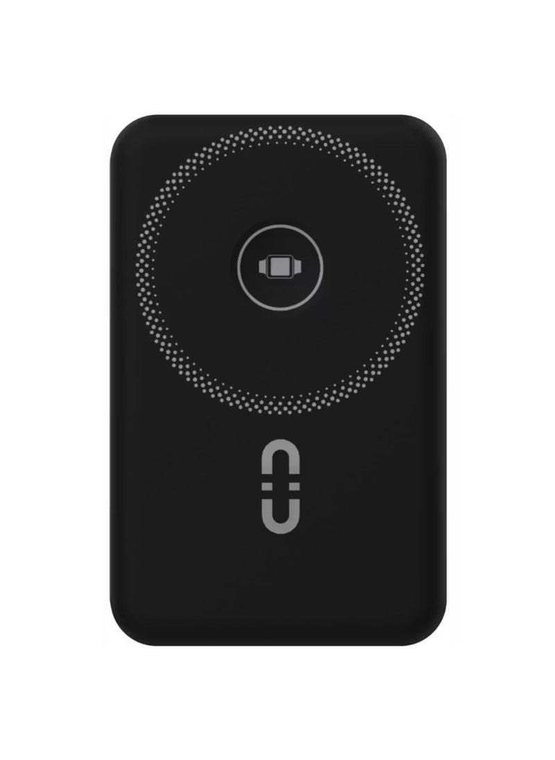 Magnetic Wireless 10000mAh Power Bank with Built-in USB-C + Lightning Cable Bracket, Simultaneous Charging, Digital Display, PD 22.5W - Black