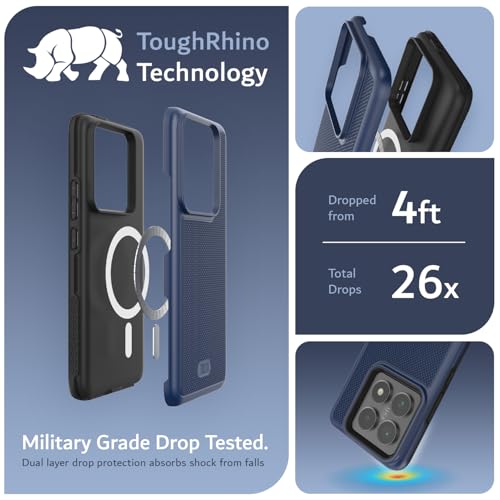 TUDIA MergeGrip [Military Grade] for Xiaomi 14T Pro 5G Case (2024) - [Drop Tested] Dual Layer Shockproof Slim Heavy Duty Tough Protective Phone Cases Cover (Indigo Blue, Magsafe Compatible) - Image 3