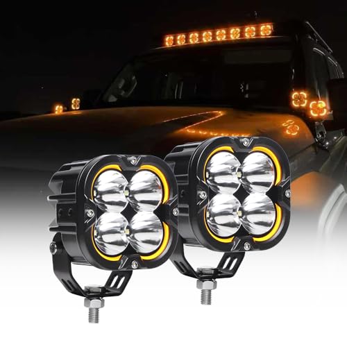 Exzeit 120W 3Inch Lights Pods with DRL, 12000LM Auxiliary Driving LED Pods Ditch Light, Bright Fog Lights for 4Runners Truck Cars,12V/24V - Image 1