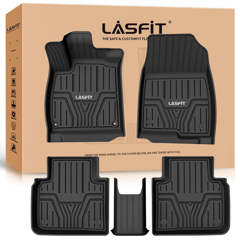 LASFIT Floor Mats for Honda Accord Sedan 2018 2019 2020 2021 2022 (Include Hybrid Models), All Weather TPE Custom Fit Floor Liners,1st and 2nd Row, Black - Image 4