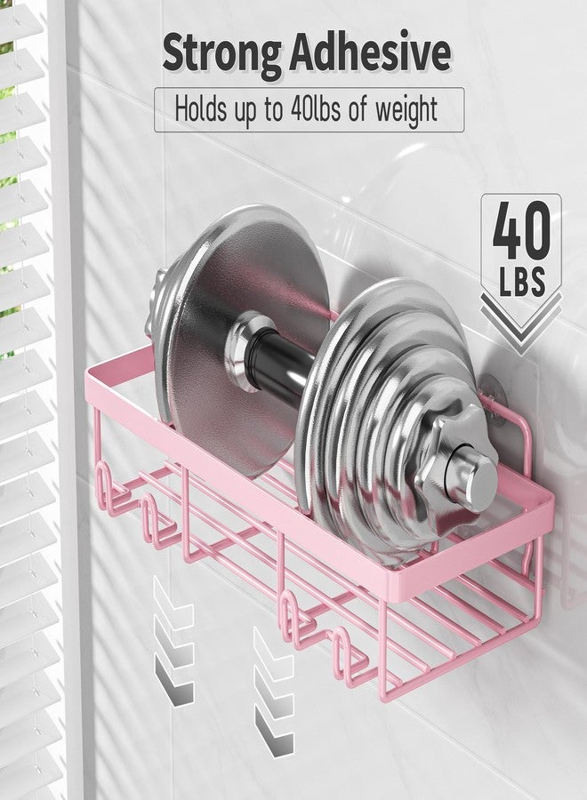 Liuoud 10 Pack Shower Caddy Organizer Rack Shelf for Inside Shower, Self Adhesive Wall Storage Basket Rustproof Stainless Steel Shampoo Holder Bathroom Accessory Decor Set, Pink - Image 5
