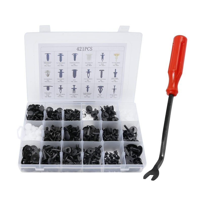 421 PCS 18 Kinds Vehicle Body Retainer Clips Kit Bumper Trim Door Hood Panel Replacement for Chevy GM Nissan Toyota Honda Mazda Infiniti Lexus