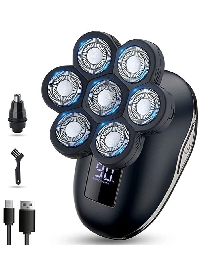 NIBEMINENT Electric Shaver for Men 5 in 1, Bald Head Waterproof, Upgraded 7 Floating Heads, Multifunctional Razors with Nose Ear Trimmer, LED Display, 90 Mins Run time Traval - Image 1