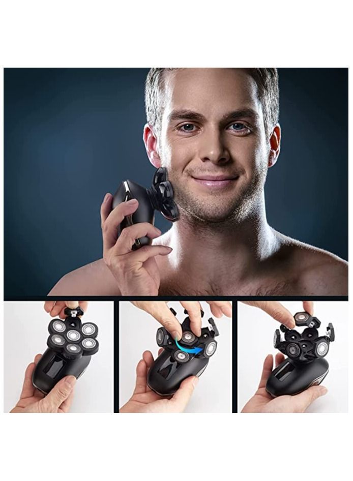 NIBEMINENT Electric Shaver for Men 5 in 1, Bald Head Waterproof, Upgraded 7 Floating Heads, Multifunctional Razors with Nose Ear Trimmer, LED Display, 90 Mins Run time Traval - Image 3