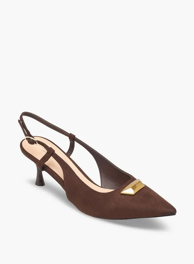 Celeste Women Pointed Toe Flared Heel Slingback Sandals