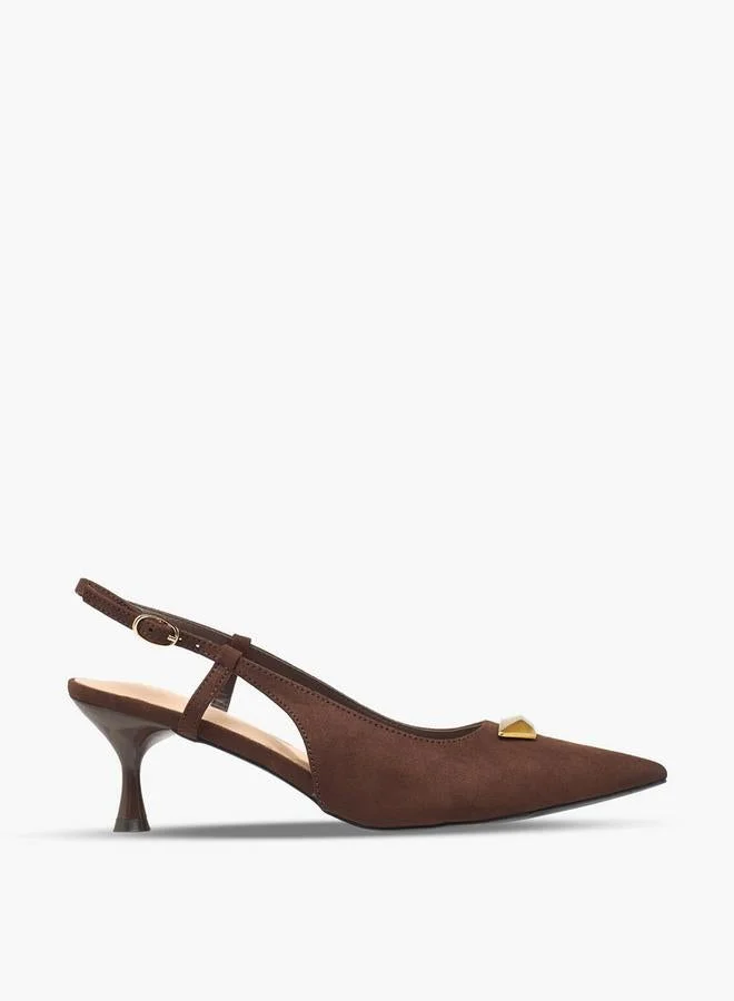 Celeste Women Pointed Toe Flared Heel Slingback Sandals